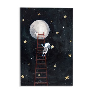 Stupell Industries Astronaut Hanging Stars Outer Space Ladder to Moon Wall Plaque Art, 13" x 19" - 1 of 4