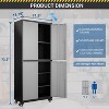 Mlezan Metal Garage Cabinet: Locking Doors, Adjustable Shelves, 4 Wheels. 73" Steel Cabinet for Garage or Warehouse Tool Storage. - 3 of 4