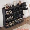 Shoe Cabinet with 2/3/4/6 Flip Drawers/ with 3 Flip Drawers & Side Door, Wooden Shoe Organizer w/Adjustable Shelf, Shoe Storage for Entryway - 4 of 4