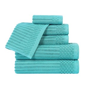 Modern Ribbed Cotton  Assorted Towel Set by Blue Nile Mills - 1 of 4