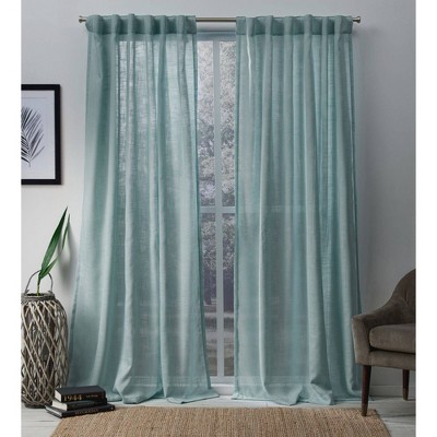 mauve aqua green cream CARNATION FLORAL IVORY VOILE CURTAIN PANELS 
