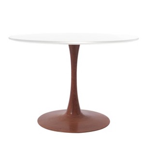 LeisureMod Bristol 35'' Modern Round Dining Table – Durable MDF Top and Wood-Transfer Cherry Steel Base for Kitchen, Dining Room, or Cafes - 1 of 4