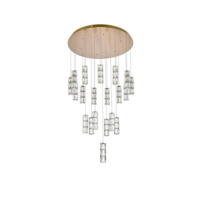 Polaris 38-Inch Gold LED Crystal Faceted 20-Light Chandelier
