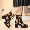 Allegra K Women's Printed Platform Round Toe Lace up Block Heel Combat Boots - 2 of 4