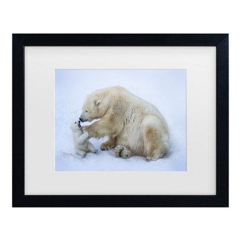 Trademark Fine Art - Anton Belovodchenko Polar Bear With Mom Matted Framed Art - image 1 of 4