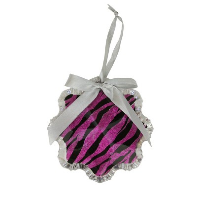 Allstate 4.5" Glittered Zebra Print Snowflake Prism Christmas Ornament - Pink