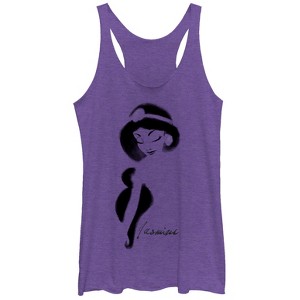 Women's Aladdin Jasmine Graffiti Print Racerback Tank Top - 1 of 3