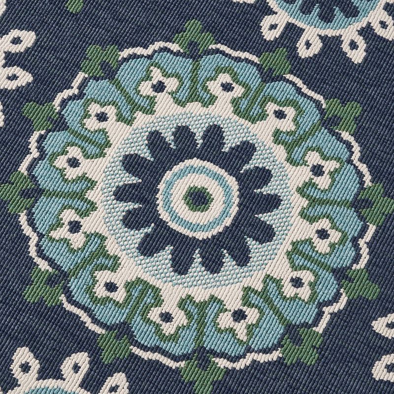 5'3" x 7' Medallion Outdoor Rug Navy/Green - Christopher Knight Home, 6 of 7