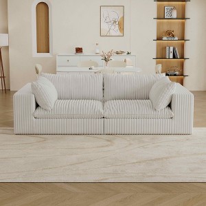 MAYEERTY 39.8" Cloud Sofa White - 39.8", Corduroy, Double-Layer, No Assembly, DIY for Corner - 1 of 4