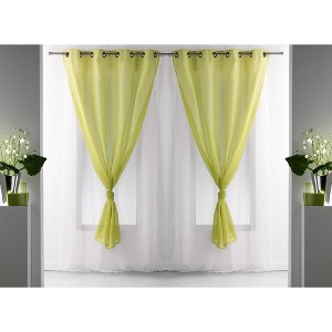 Evideco French Home Goods Double Layer Window Curtain Drape, Elegant Two-Tone Sheer Curtain - Ideal for Living Room, Bedroom Décor, 95x55 Inches - 1 of 4