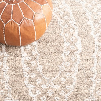 Ivory and Brown Handmade Wool Tufted 4' x 6' Area Rug