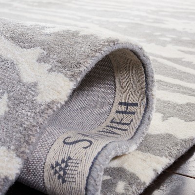Grey and Ivory Hand-Tufted Wool and Viscose Runner Rug