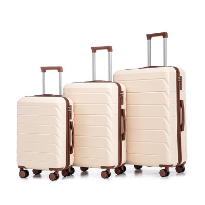 3 Piece Luggage Set,20"24"28" ABS Spinner Wheel Luggage With Combination Lock,Carry On Suitcase And Checked Luggage-Cuddlewood