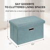 VECELO Folding Storage Ottoman Bench, End of Bed Linen Fabric Foot Rest Stool with Padded Seat, Large Footstool for Bedroom or Living Room - 3 of 4