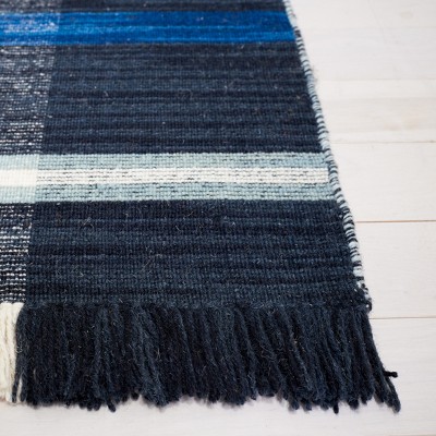 Handmade Gray Stripe Wool 6' x 9' Flat Woven Area Rug