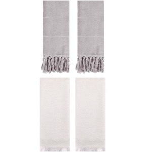 REGALWOVEN 4 Packs Cotton Absorbent Soft Turkish Hand Towels with tassel for Bathroom - 1 of 4