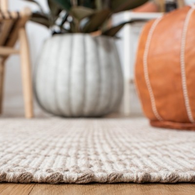 Handmade Brown and Beige Cotton Flat Woven Rug 5' x 8'