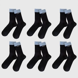 Anna-Kaci Women's Two-Tone Ribbed Socks 6pk - Classic & Comfortable Mid-Calf Socks for Everyday Wear - 1 of 3