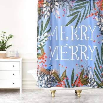 Christmas Merry Wreath Shower Curtain Purple - Deny Designs