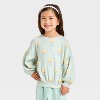 Toddler Girls' Flower Pullover Sweater and Pull-On Pants Set - Cat & Jack™ Mint Green - 3 of 4