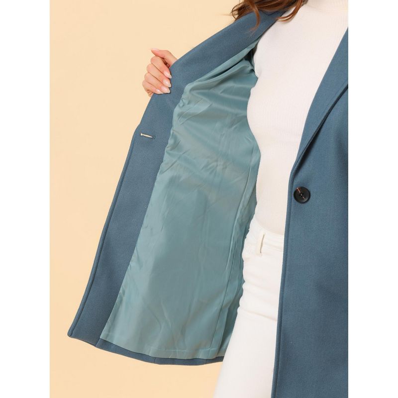 Allegra K Women's Regular Fit Notched Lapel Long Sleeve Buttoned Classic Coat, 5 of 7