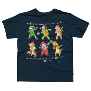 Boy's Design By Humans Christmas Dabbing Cartoon Animals Dabbing Cartoon Animals By shirtpublic T-Shirt - 1 of 3