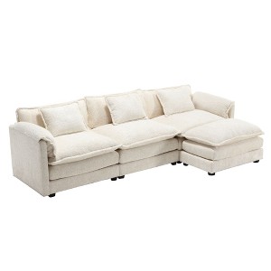 NicBex Chenille L-Shaped Convertible Sectional Sofa with Movable Pedals and Detachable Armrests for Living Room,Apartment,Beige - 1 of 4