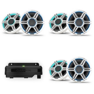 Garmin Fusion 3 Pairs Apollo AP-FL77SPW 7.7" LED Marine Speakers Sport Grills, White, Pair with Garmin Spectra LC102 1-Zone LED lighting Controller... - 1 of 4