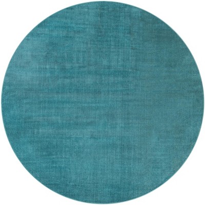 Teal Round Easy Care Synthetic Indoor Rug