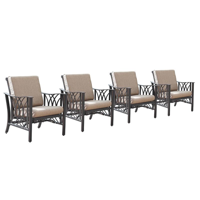 4pk Aluminum Outdoor Deep Seating Club Chairs - Copper/Tan - Oakland Living, 3 of 8