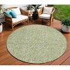 Green Blue And Ivory Floral Washable Indoor Outdoor Area Rug - 2 of 4