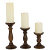 Northlight Natural Dark Wooden Pillar Candle Holders - 10" - Set of 3 - 3 of 4