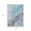 HomeRoots 5' X 8' Teal Blue And Gray Abstract Washable Indoor Outdoor Area Rug - 3 of 4