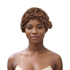 Unique Bargains Women's Wave Curly Short Hair Wig Real Human Hair 4in Brown 1 Pc - 1 of 4