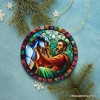 Michelangelo Sculpting David in Stained Glass Themed Christmas Ornament, Renaissance Italy Gift and Decor| OrnamentallyYou - 4 of 4