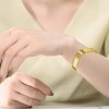 14K Gold-Plated Bangle Bracelet with Cubic Zirconia and a textured geometric square design, combining modern elegance with radiant sparkle. - 2 of 2