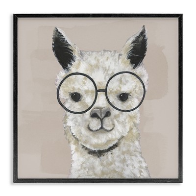 Stupell Industries Happy Alpaca Glasses Portrait, 24" x 24"