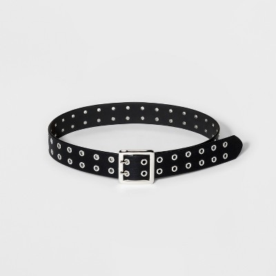 Women's Double Laser Cut Adjustable Western Grommet Belt - Wild Fable™ Black  S : Target