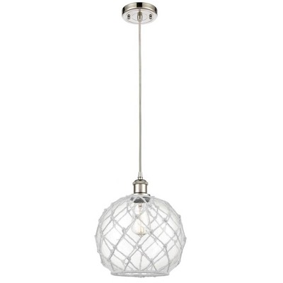 Farmhouse Rope - 1 Light Cord Hung Mini Pendant In Industrial Style-13 Inches Tall and 10 Inches Wide