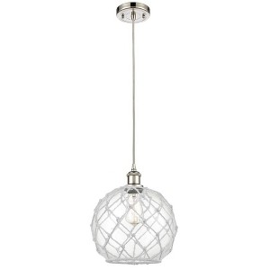 Farmhouse Rope - 1 Light Cord Hung Mini Pendant In Industrial Style-13 Inches Tall and 10 Inches Wide - 1 of 1