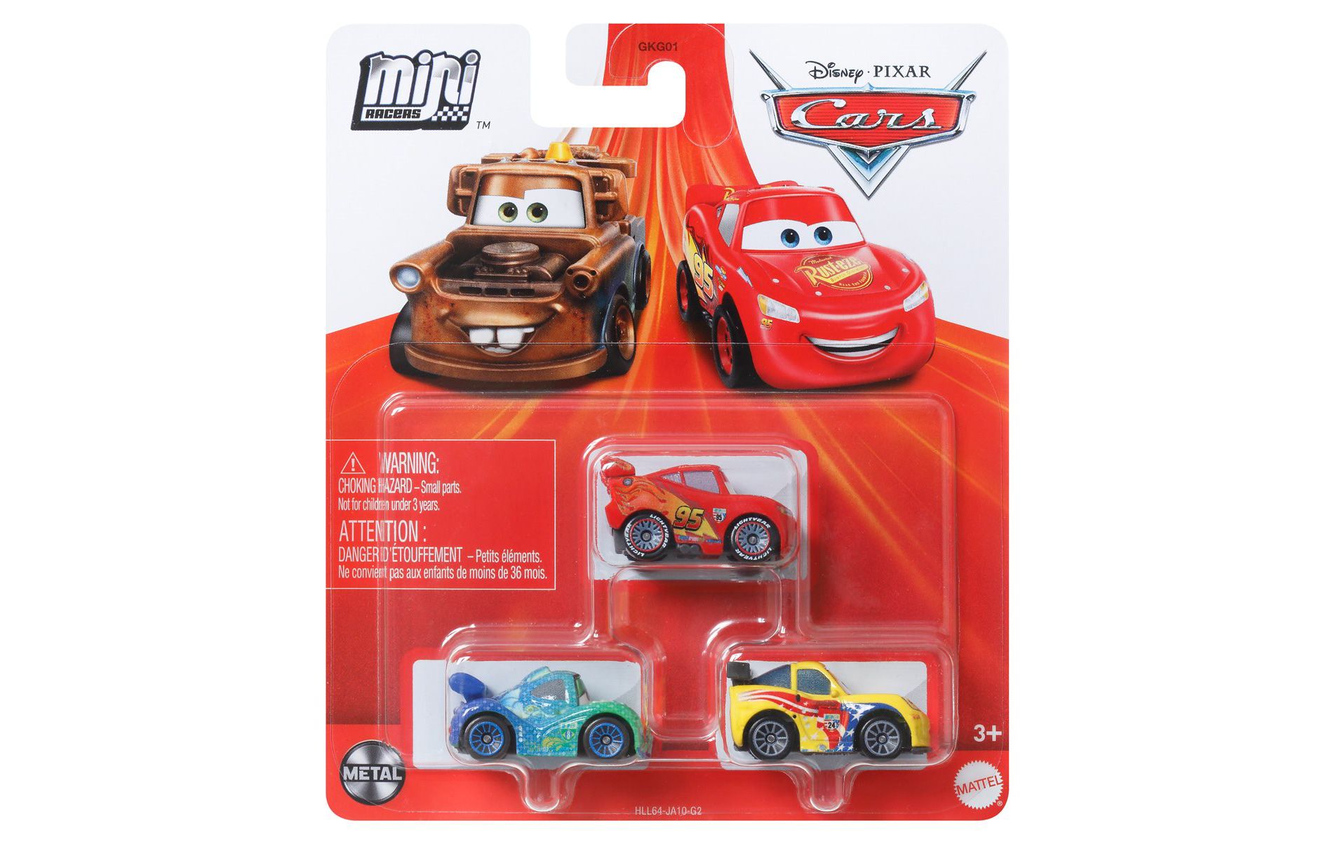Disney / Pixar Cars Die Cast Metal Mini Racers McQueen, Carla Veloso & Jeff Gorvette Car 3-Pack