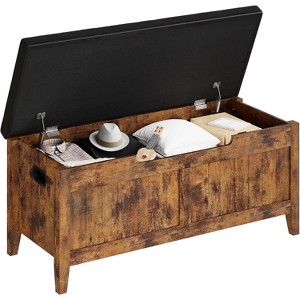 39.4" Storage Bench Rattan Entryway Bench with Seat Cushion, Storage Trunk, Shoe Bench Storage Chest for Entryway, Living Room, Bedroom - 1 of 4
