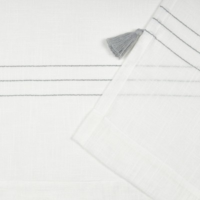 Gray Light Filtering Linen-Blend Curtain Panel with Tassels