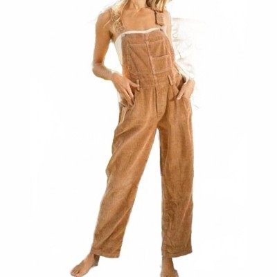 Women's Car Corduroy Cross Back Overalls - BiBi