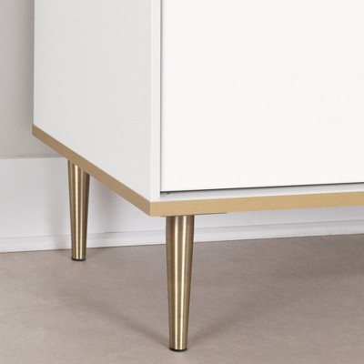Dylane Mid-Century Glam 2-Drawer Nightstand in Pure White