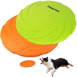 Prime Pets Dog Frisbees, 2Pcs 7 in Dog Flying Disc Saucer, Durable Dog Toys, Orange and Green - 1 of 4