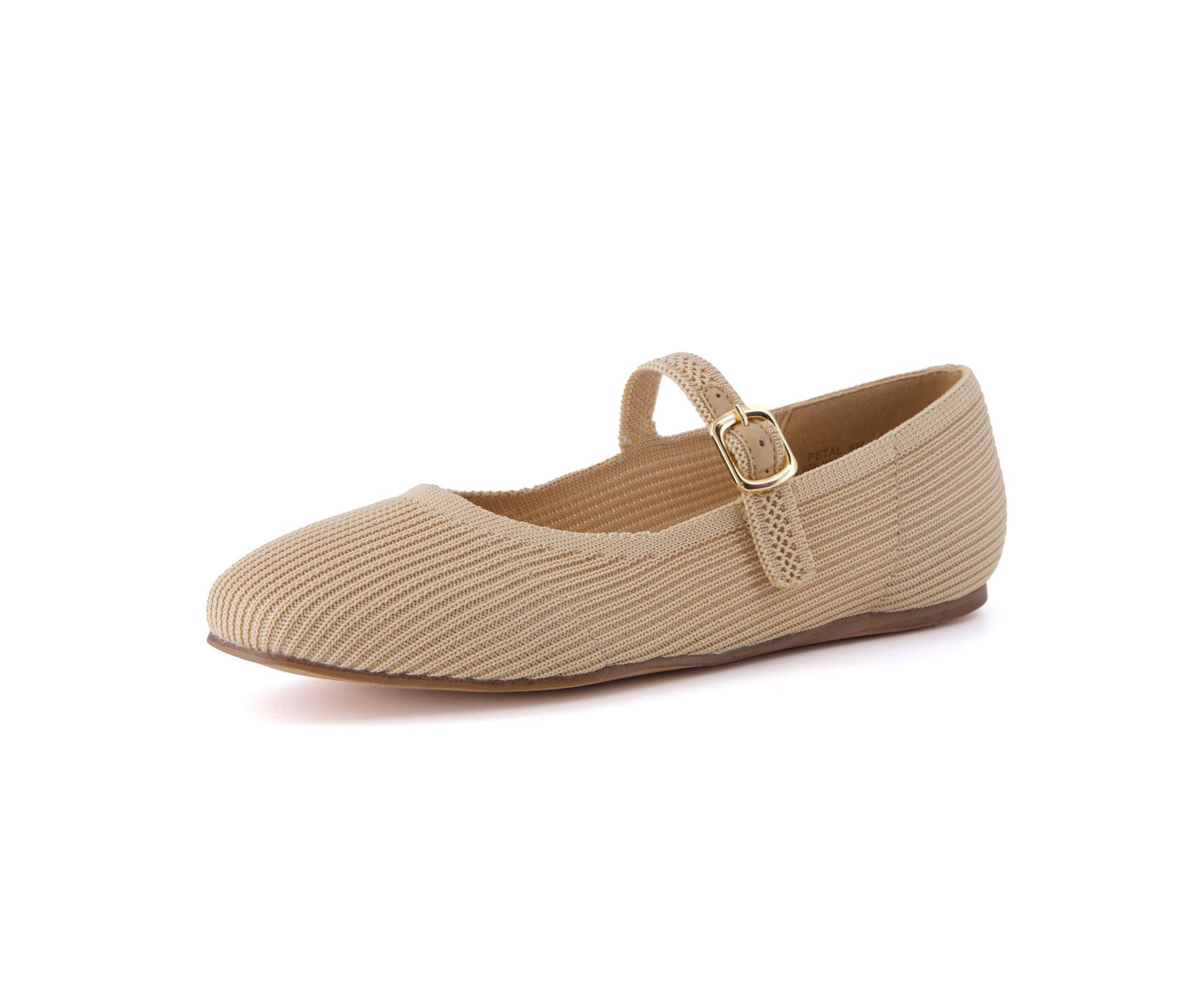 CUSHIONAIRE Women's Petal Mary Jane Knit Flat – Stretchy Textured Fabric, Adjustable Strap, Memory Foam, Comfortable & Lightweight