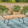 Modern Wood Rectangle Zion Industrial Metal Bench-Christopher Knight Home - 3 of 4