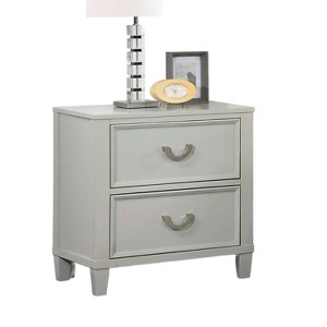 Gulches Transitional Light Gray Nightstand - Solid Wood Bedside Table with Dovetail Drawers, Drawer, 19"W x 16"D x 21.5"H (Simple Assembly) - 1 of 4