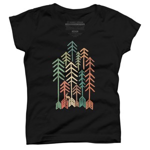 Girl's Design By Humans Deer In The Arrow Wilderness By radiomode T-Shirt - 1 of 2